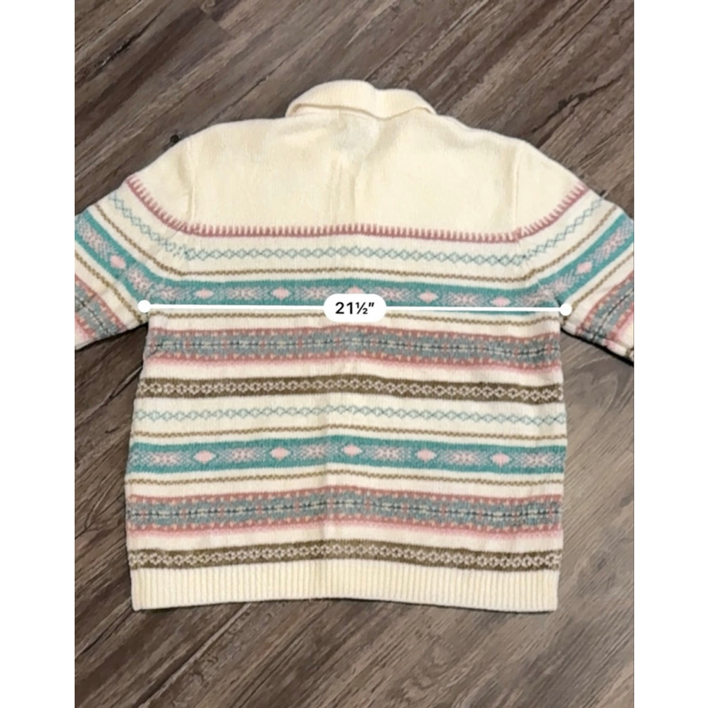 Vtg Alfred Dunner Fair Isle Knit Zip Sweater Cardigan Pastel Cottagecore Sz XL​ - Picture 6 of 9